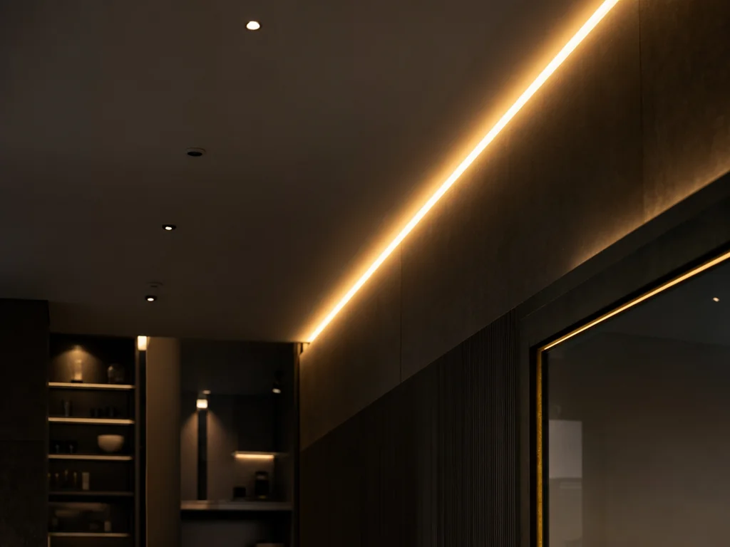 Warmweiße LED-Deckenleuchten in einem modern ausgeleuchteten Büroraum