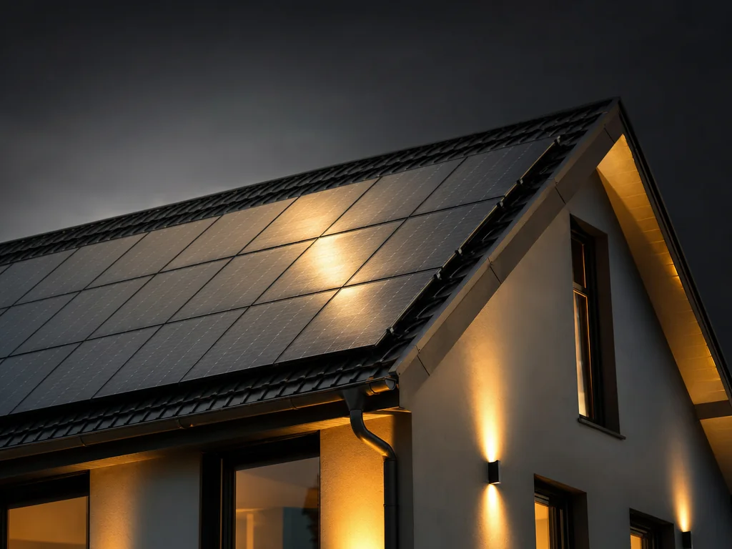 Photovoltaikanlage mit Solarmodulen auf einem Ziegeldach in Herford